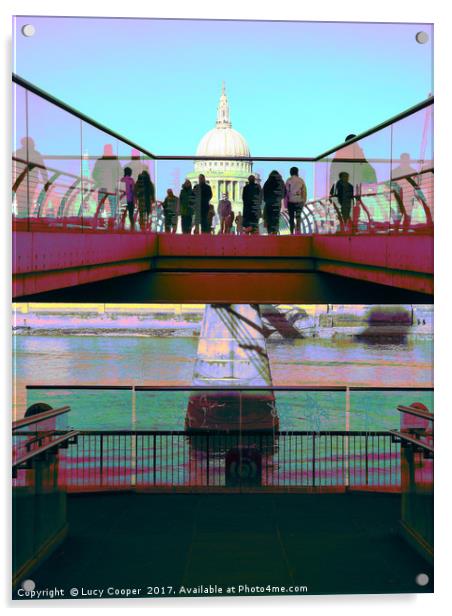 St Paul's and Millennium Bridge Acrylic by Lucy Cooper
