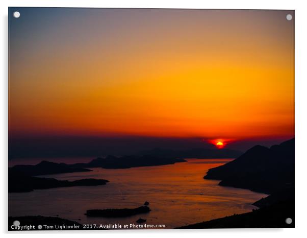 Sunset Dubrovnik Croatia Acrylic by Tom Lightowler