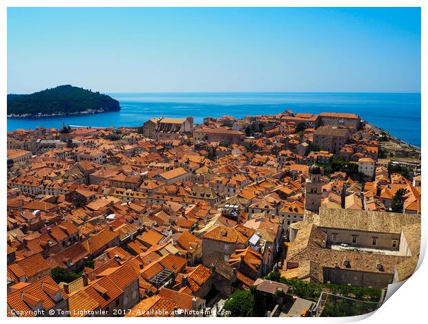 Dubrovnik and Lokrum Island Print by Tom Lightowler