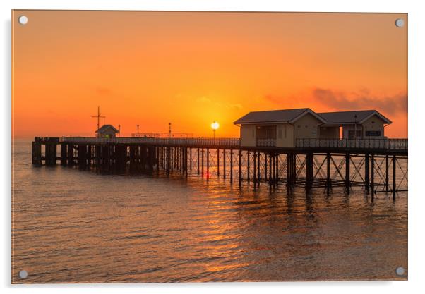 Rising sun on Penarth Pier Acrylic by Dean Merry