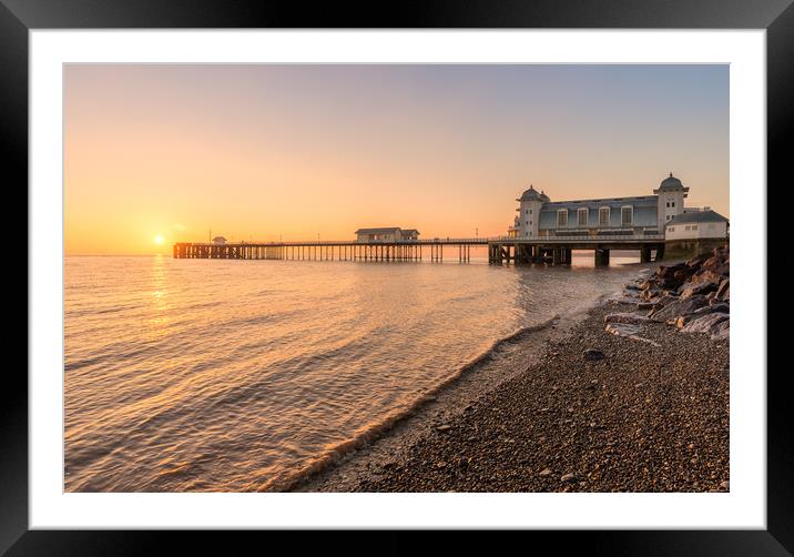 Rising sun, Penarth Pier and coast Framed Mounted Print by Dean Merry