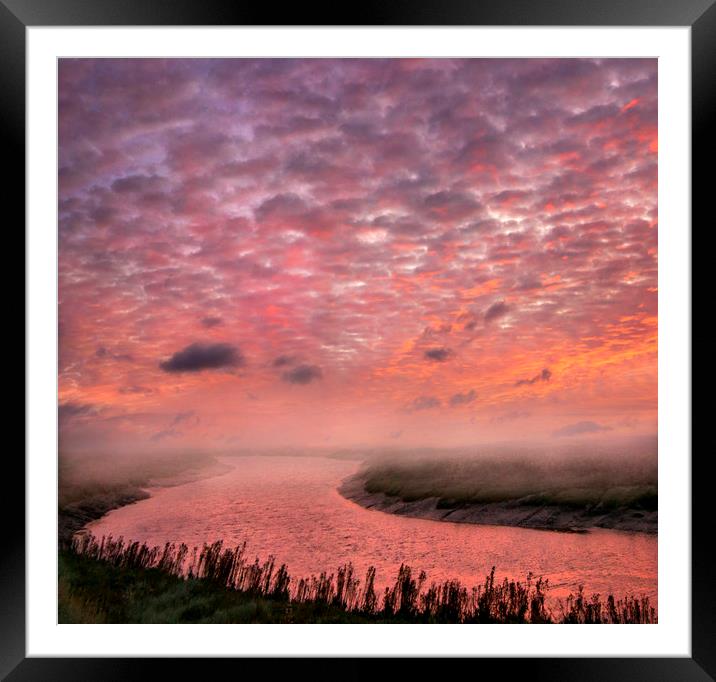 Red Dawn over the River Darent Framed Mounted Print by Adrian Campfield