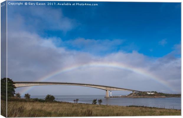 Rainbow over the Skye Bridge Canvas Print by Gary Eason