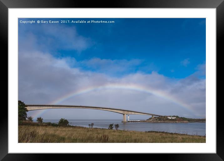 Rainbow over the Skye Bridge Framed Mounted Print by Gary Eason