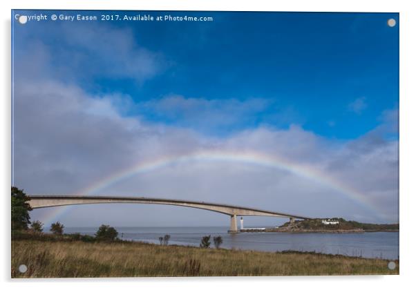 Rainbow over the Skye Bridge Acrylic by Gary Eason