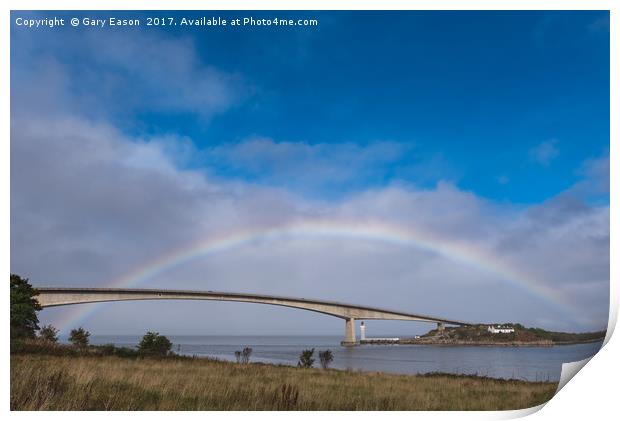 Rainbow over the Skye Bridge Print by Gary Eason