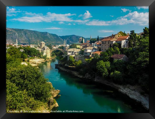 Mostar Bridge Framed Print by Tom Lightowler