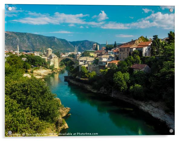 Mostar Bridge Acrylic by Tom Lightowler