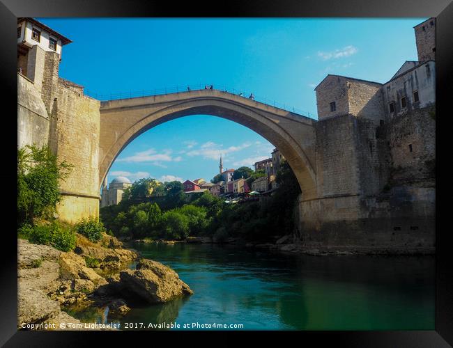 Mostar Bridge Framed Print by Tom Lightowler