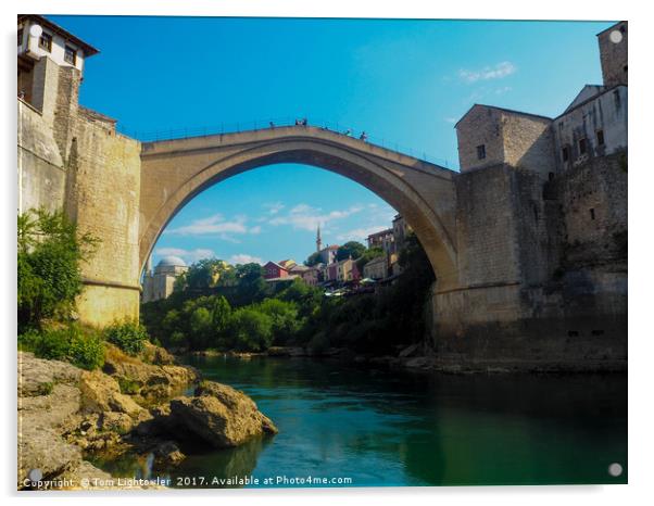 Mostar Bridge Acrylic by Tom Lightowler