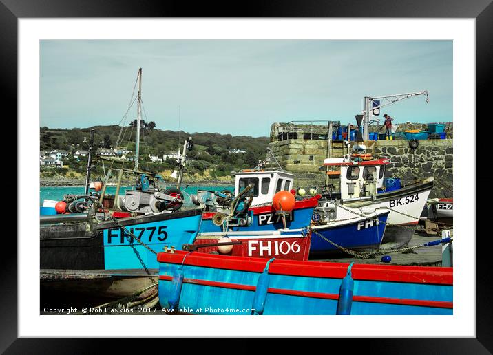 Coverack Boats  Framed Mounted Print by Rob Hawkins