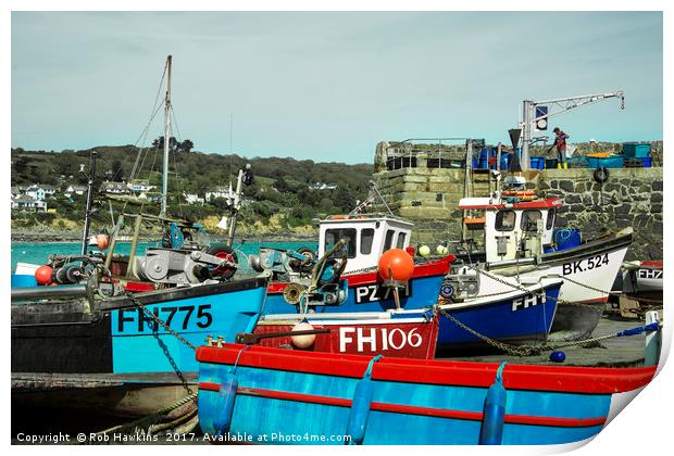 Coverack Boats  Print by Rob Hawkins