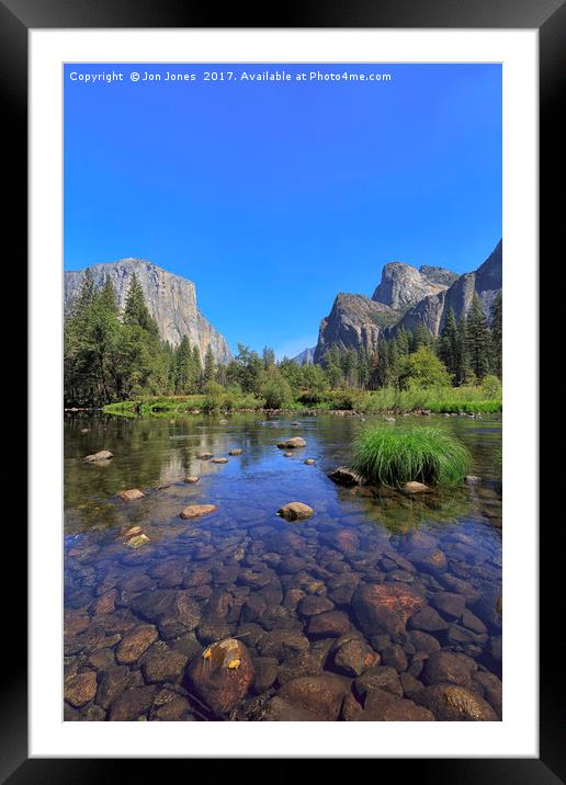 Yosemite Valley, El Capitan & the River Merced Framed Mounted Print by Jon Jones