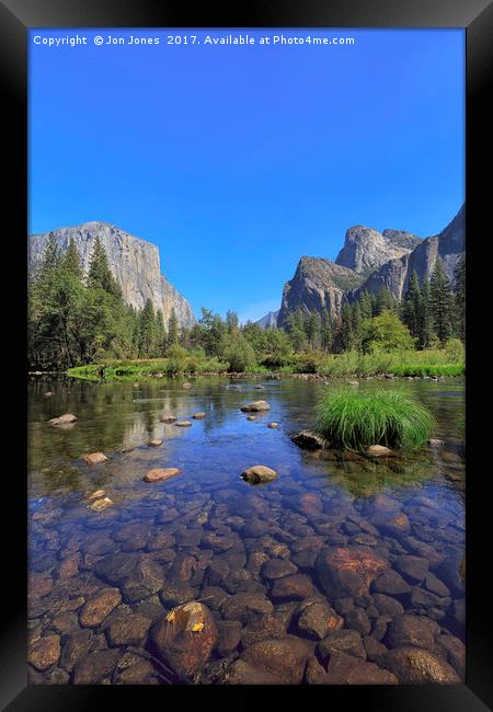 Yosemite Valley, El Capitan & the River Merced Framed Print by Jon Jones