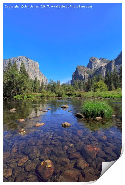 Yosemite Valley, El Capitan & the River Merced Print by Jon Jones