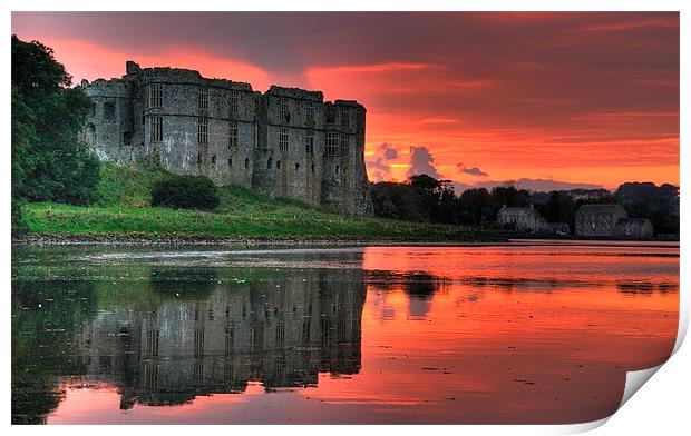 Carew Castle Sunset Print by Mark Robson