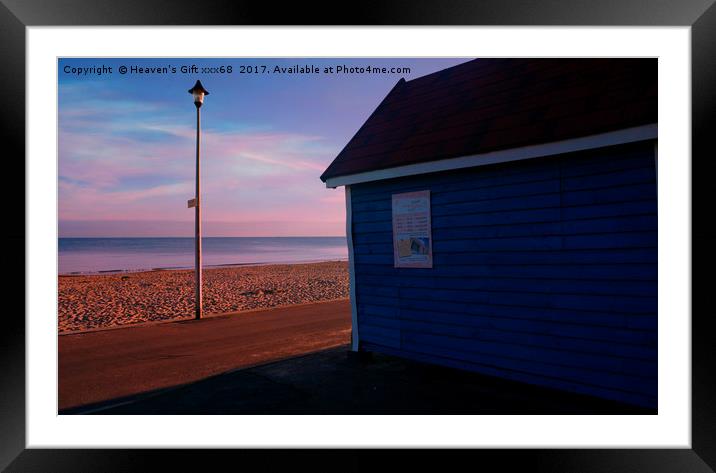 Bournemouth beach Hut and sea  Framed Mounted Print by Heaven's Gift xxx68