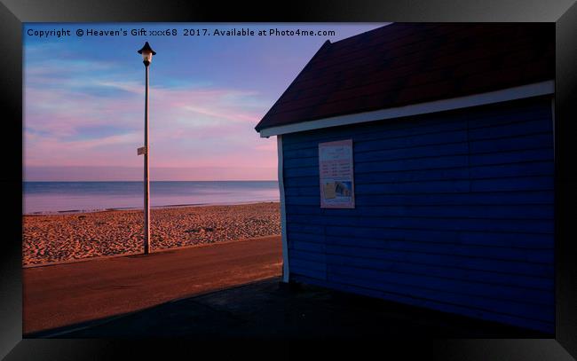 Bournemouth beach Hut and sea  Framed Print by Heaven's Gift xxx68