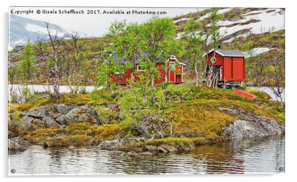 Norwegian Cabins Acrylic by Gisela Scheffbuch