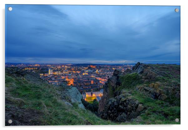Edinburgh at Dusk Acrylic by Miles Gray
