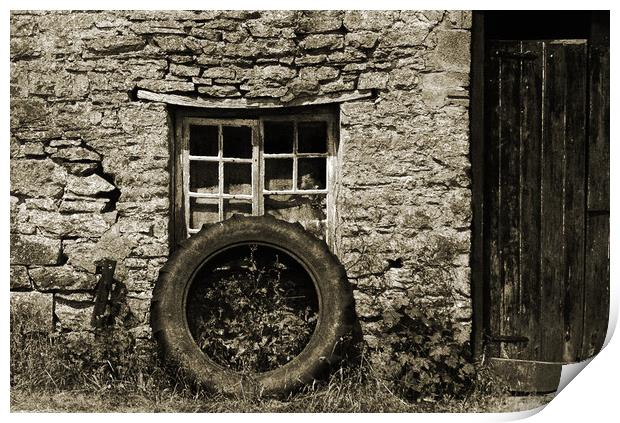 Old tractor wheel. Print by Andrew chittock