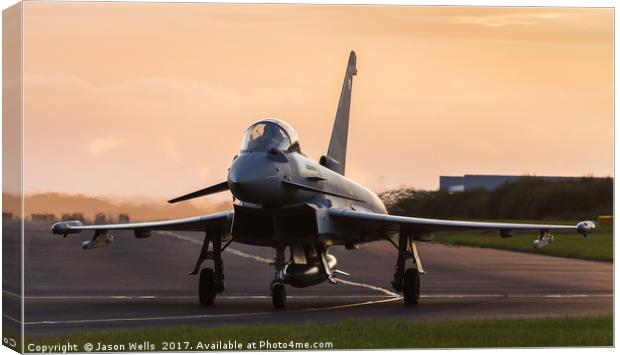 Backlit Typhoon taxis out for takeoff Canvas Print by Jason Wells