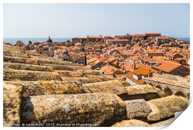 Rooftops of Dubrovnik's old town Print by Jason Wells