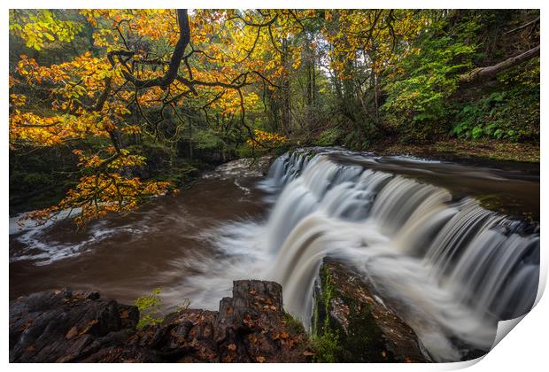 sgwd y pannwr - Autumn Waterfall Wales Print by Jonathan Smith