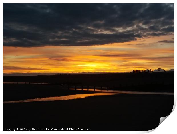 Sunset over Camber Sands Print by Acey Court