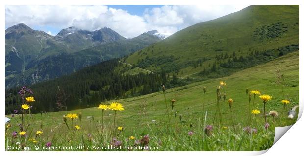 Swiss alps in summer time. Print by Joanne Court