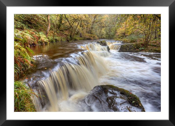Autumn Waterfall - Brecon Beacons - Wales Framed Mounted Print by Jonathan Smith
