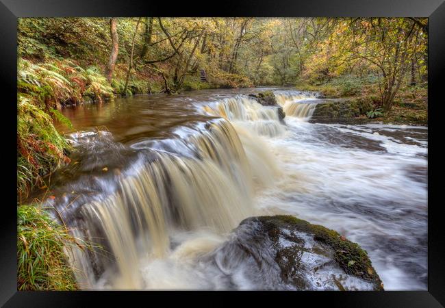 Autumn Waterfall - Brecon Beacons - Wales Framed Print by Jonathan Smith