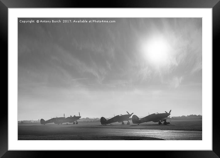 Hurricanes at Dawn (mono) Framed Mounted Print by Antony Burch