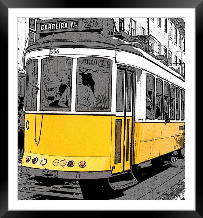 Lisbon Tram Framed Mounted Print by Helen Davies