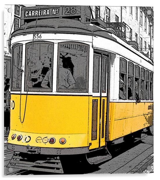 Lisbon Tram Acrylic by Helen Davies
