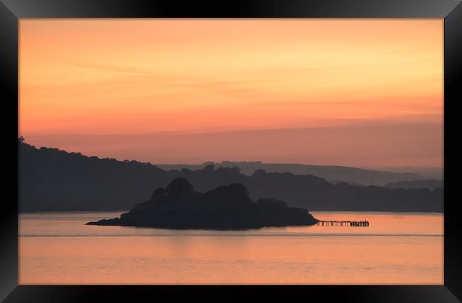 Drake's Island Sunset Framed Print by Jon Rendle