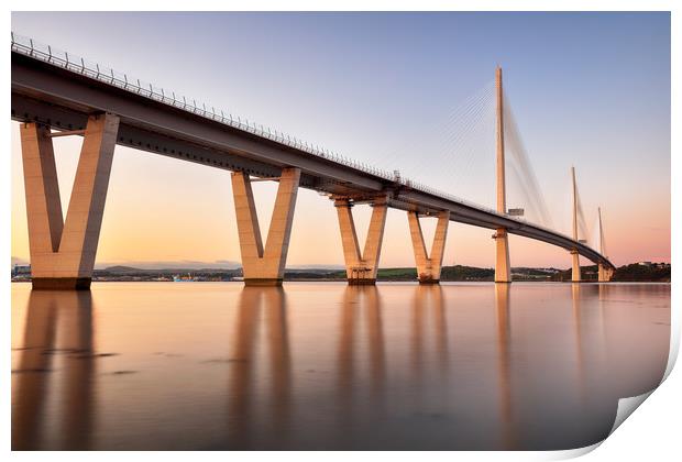 Queensferry Crossing Sunset Print by Grant Glendinning