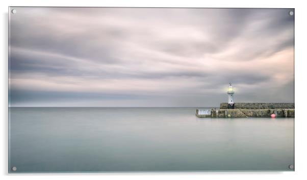 Mevagissey Harbour Lighthouse Cornwall Acrylic by Jonathan OConnell