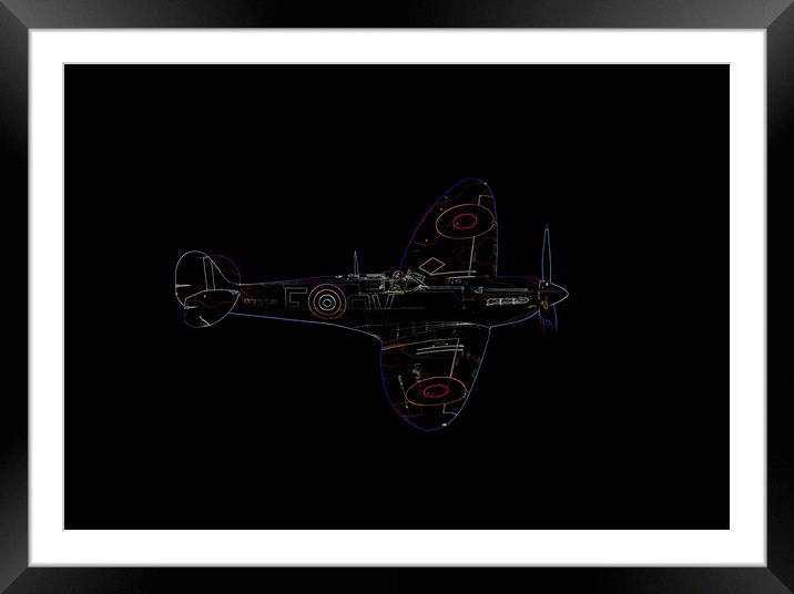 Neon Spitfire Framed Mounted Print by Stephen Ward