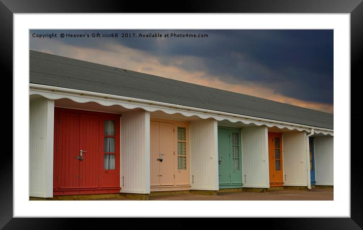 colourful row of beach Huts In  Bournemouth dorset Framed Mounted Print by Heaven's Gift xxx68