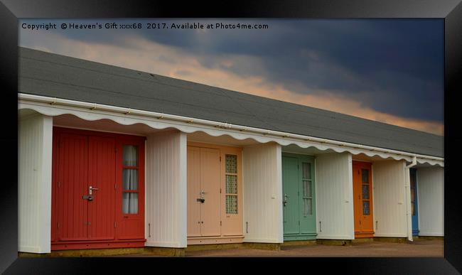 colourful row of beach Huts In  Bournemouth dorset Framed Print by Heaven's Gift xxx68