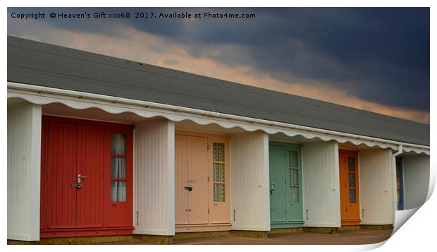 colourful row of beach Huts In  Bournemouth dorset Print by Heaven's Gift xxx68