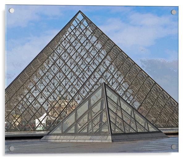 The Louvre Pyramid Acrylic by Helen Davies