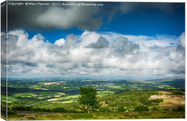 Cloudy Skies over Dartmoor Canvas Print by Mary Fletcher