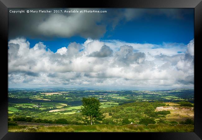 Cloudy Skies over Dartmoor Framed Print by Mary Fletcher