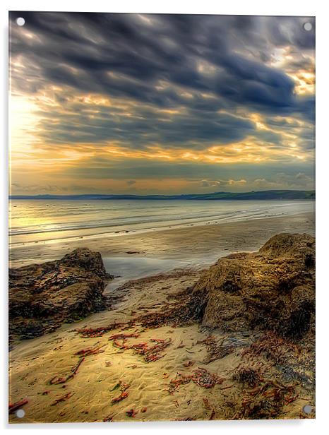 Boswinger beach ... Cornwall Acrylic by Mike Sherman Photog