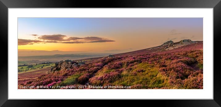 Sunset over the Heather, Stiperstones, Shropshire Framed Mounted Print by Black Key Photography