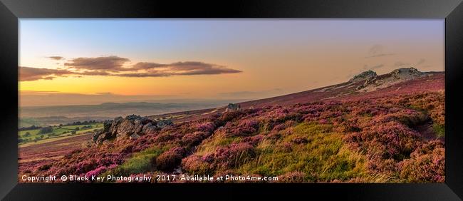 Sunset over the Heather, Stiperstones, Shropshire Framed Print by Black Key Photography