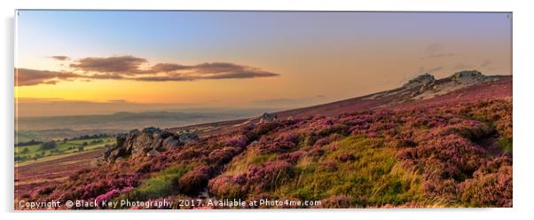 Sunset over the Heather, Stiperstones, Shropshire Acrylic by Black Key Photography