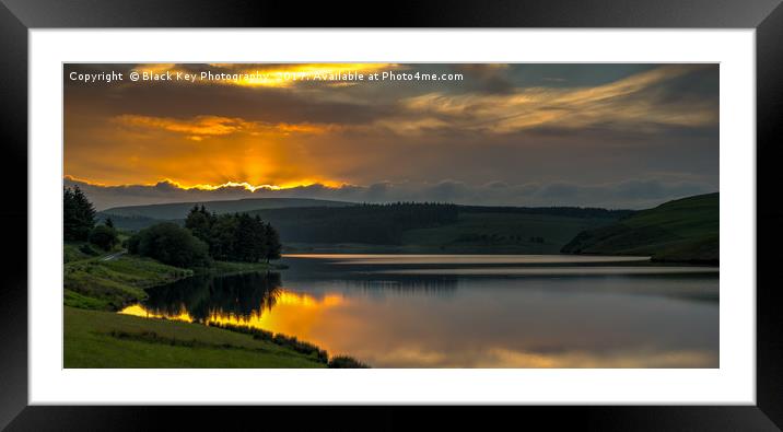 Sunset and Reflections, Llyn Clywedog, Powys Framed Mounted Print by Black Key Photography